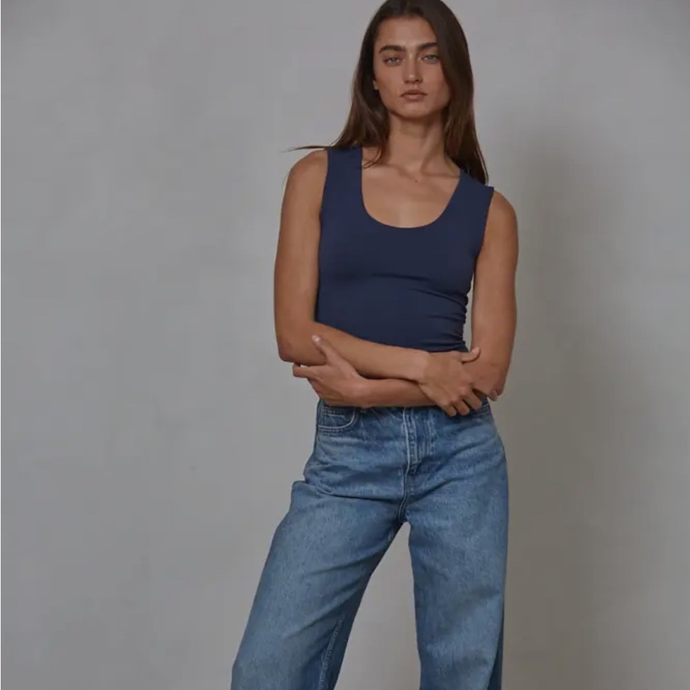 By Together Double Layered Seamless Top Navy Blue